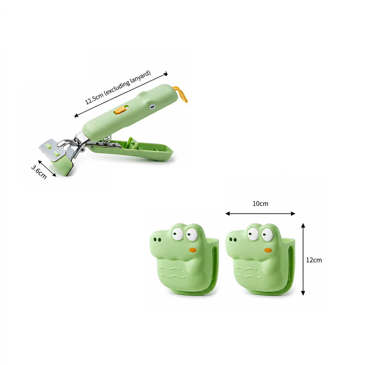 Cute Crocodile shape Kitchen Heat Resistant Set - Silicone Oven Mitts and Non-Slip Bowl Clip - Stainless Steel Anti-Scald Dish Lifter for Steamer and Baking, Space Saving Storage