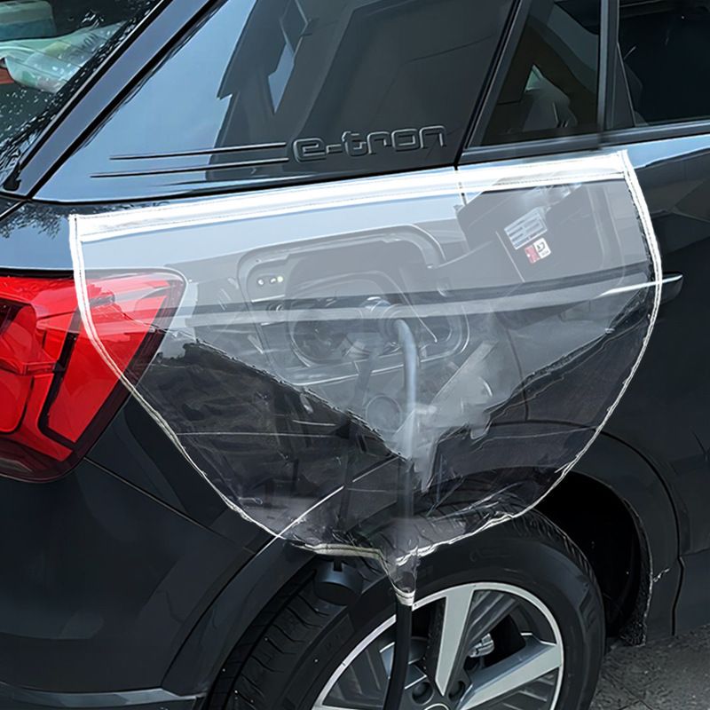 White Magnetic EV Charging Port Rain Cover - Waterproof PVC Shield with Soft Magnetic Strip for Outdoor Charging Protection, Universal Fit for Electric Vehicles, Dust and Weather Resistant