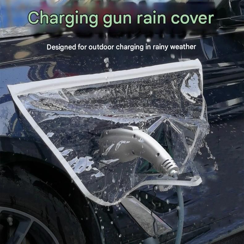 White Magnetic EV Charging Port Rain Cover - Waterproof PVC Shield with Soft Magnetic Strip for Outdoor Charging Protection, Universal Fit for Electric Vehicles, Dust and Weather Resistant