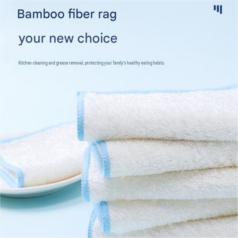 5-pcs 18*23cm Bamboo Fiber Kitchen Dishcloth - Non-Stick Oil Resistant Cleaning Cloth, Soft Absorbent Reusable Wipe for Washing Dishes and Countertops