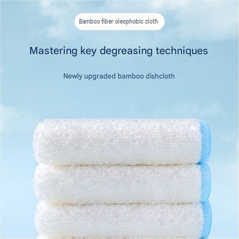 10-pcs 28*30cm Bamboo Fiber Kitchen Dishcloth - Non-Stick Oil Resistant Cleaning Cloth, Soft Absorbent Reusable Wipe for Washing Dishes and Countertops