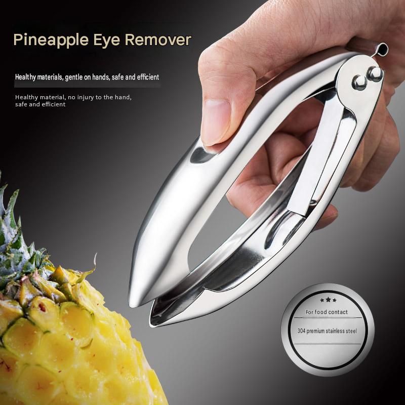 2 pcs  Stainless Steel Pineapple Eye Remover - Multi Purpose Fruit and Vegetable Corer - Sharp V Shape Blade, Strawberry Huller, Tomato Stem Remover, Durable Kitchen Gadget