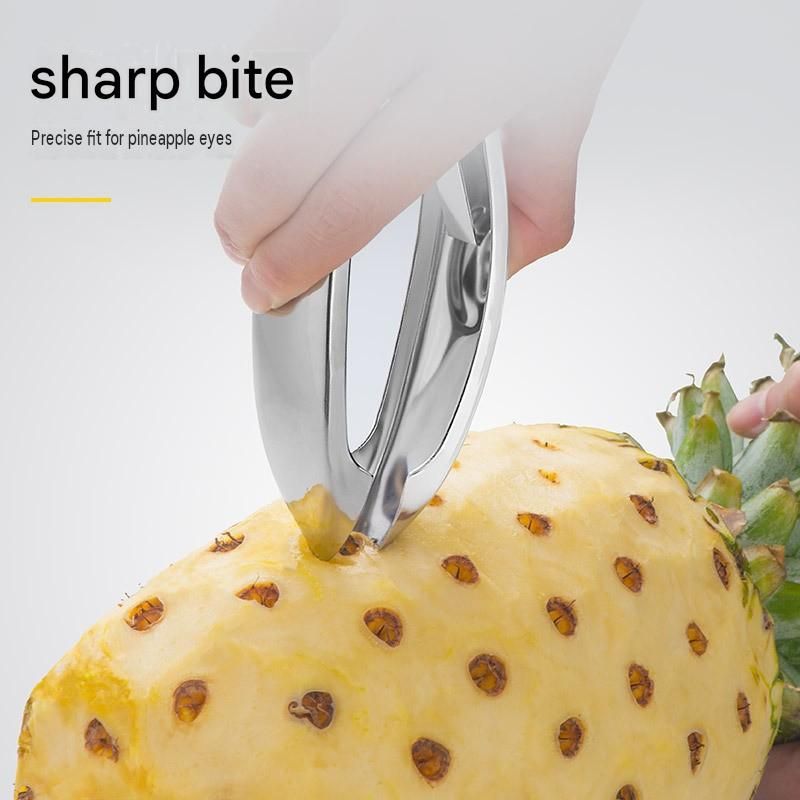 2 pcs  Stainless Steel Pineapple Eye Remover - Multi Purpose Fruit and Vegetable Corer - Sharp V Shape Blade, Strawberry Huller, Tomato Stem Remover, Durable Kitchen Gadget