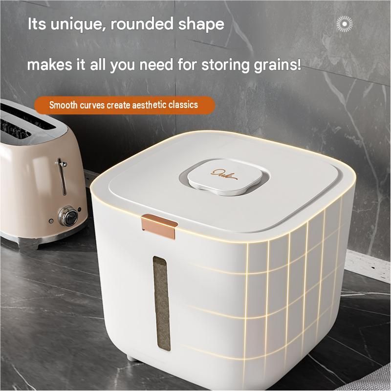 Large Size [Approx. 12-15 catties of cat/dog food] Sealed Rice Storage Container with Push-Button Lid - Moisture and Insect Proof Design, Transparent Level Window, Airtight Silicone Seal for Kitchen Pantry Organisation