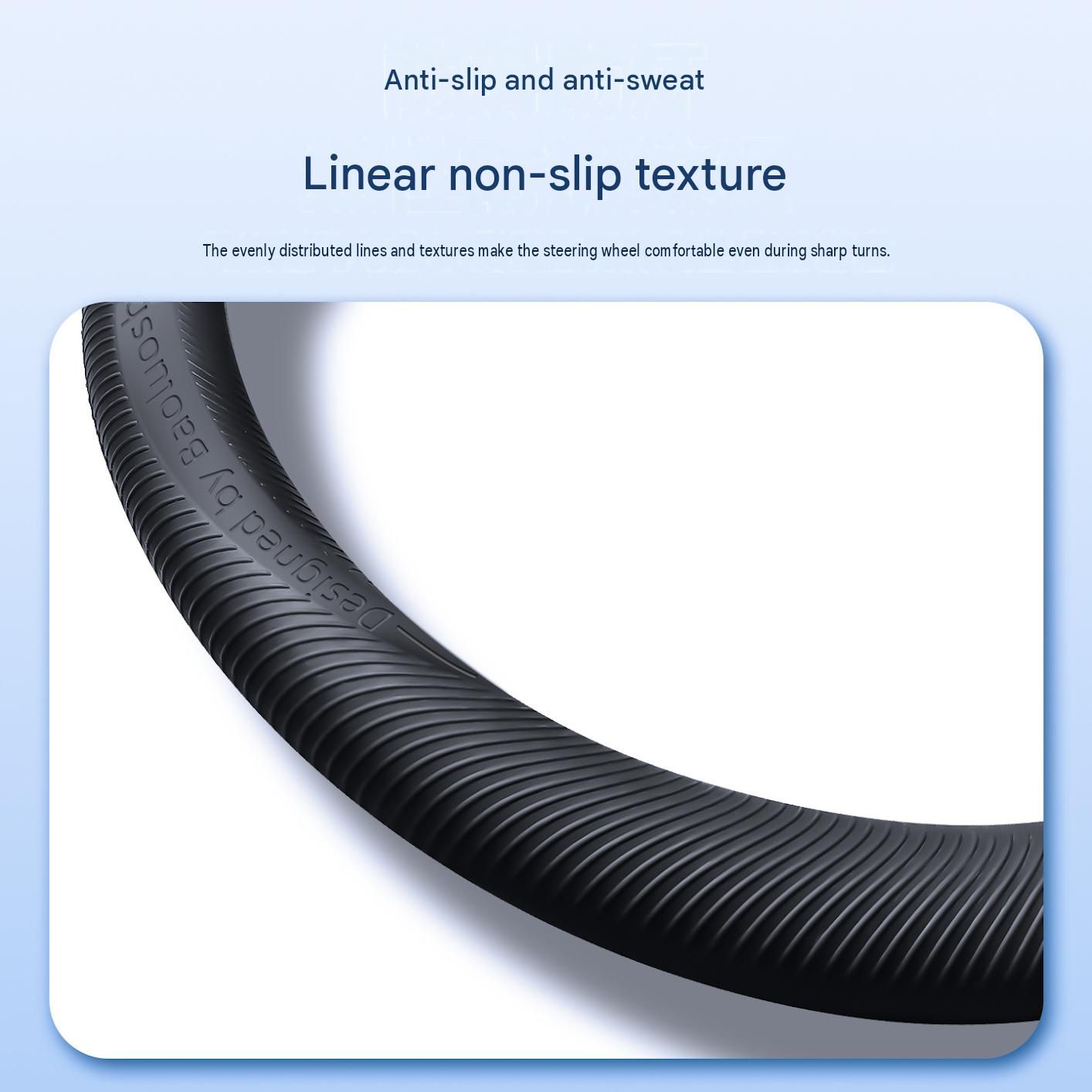 Black Liquid Silicone Steering Wheel Cover - Ultra-Thin Non-Slip Sweat-Resistant Car Wheel Protector For O Type And D Type Wheels