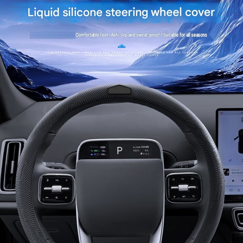 Red Liquid Silicone Steering Wheel Cover - Ultra-Thin Non-Slip Sweat-Resistant Car Wheel Protector For O Type And D Type Wheels