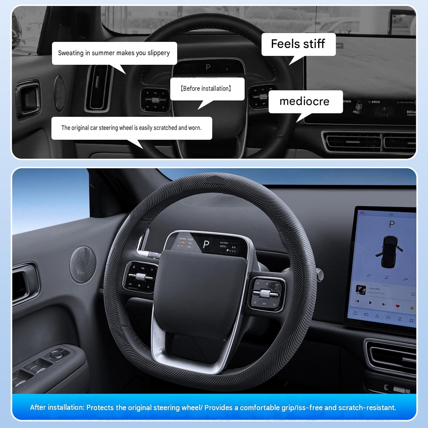 Red Liquid Silicone Steering Wheel Cover - Ultra-Thin Non-Slip Sweat-Resistant Car Wheel Protector For O Type And D Type Wheels