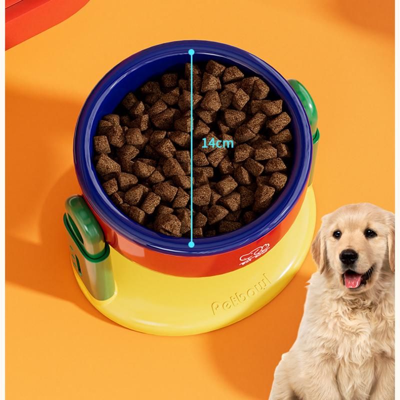 Red Adjustable Height Pet Bowl With Suction Cup Base - Anti-Spill Elevated Feeder For Cats And Dogs - 3-Level Neck Protection Design