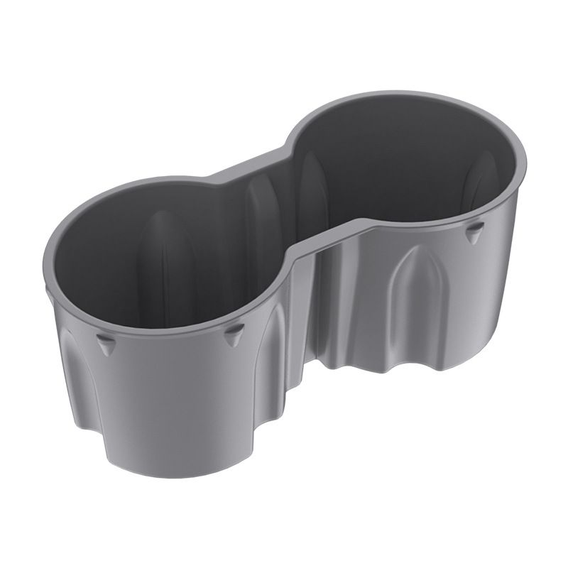 Grey Car Cup Holder Insert - TPE Material, Non-Slip Dual Slot Stabiliser for Center Console, Easy Clean Car Accessory