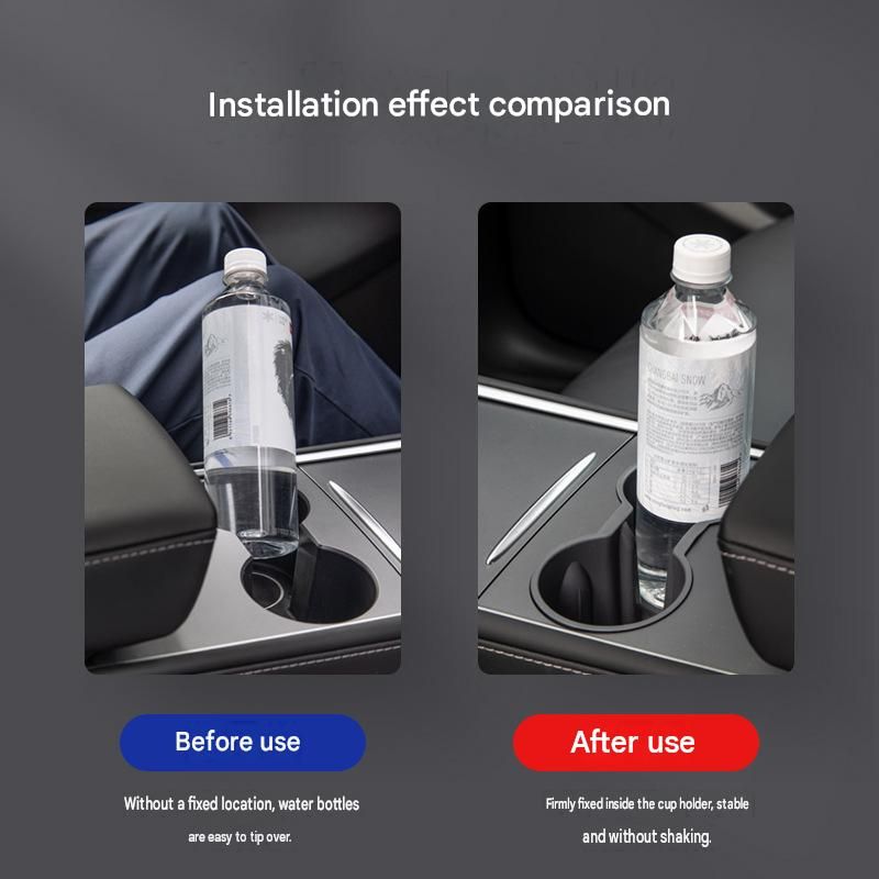 Grey Car Cup Holder Insert - TPE Material, Non-Slip Dual Slot Stabiliser for Center Console, Easy Clean Car Accessory
