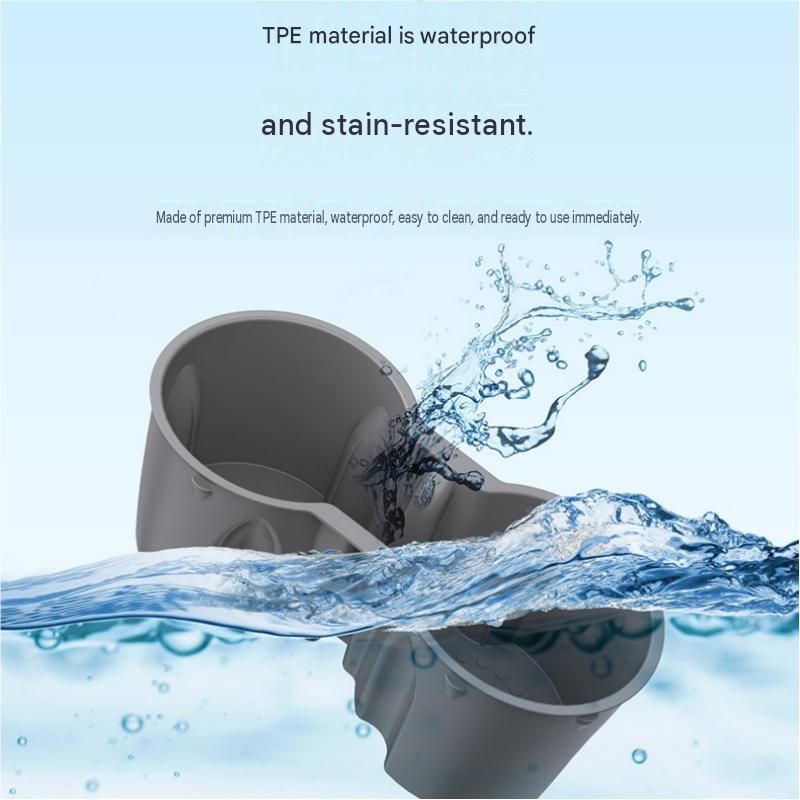 Grey Car Cup Holder Insert - TPE Material, Non-Slip Dual Slot Stabiliser for Center Console, Easy Clean Car Accessory