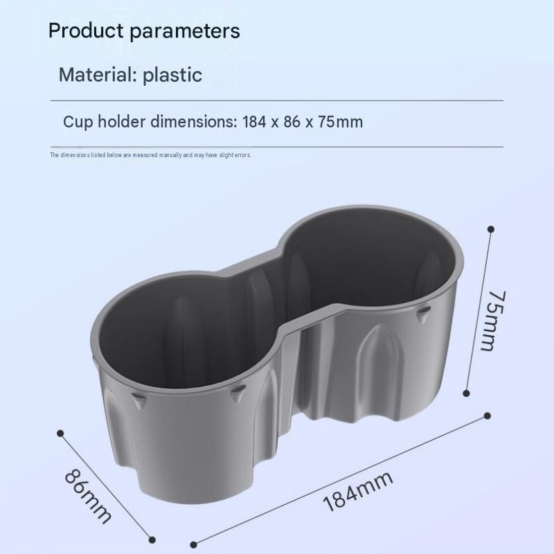 Grey Car Cup Holder Insert - TPE Material, Non-Slip Dual Slot Stabiliser for Center Console, Easy Clean Car Accessory