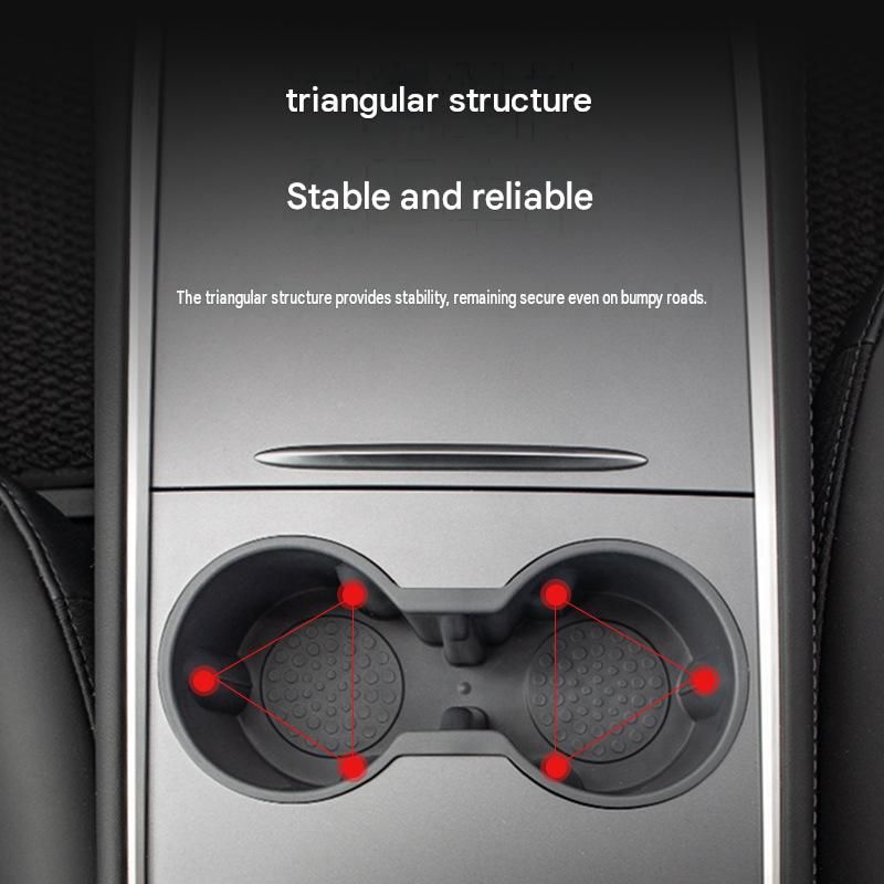 Black Car Cup Holder Insert - TPE Material, Non-Slip Dual Slot Stabiliser for Center Console, Easy Clean Car Accessory