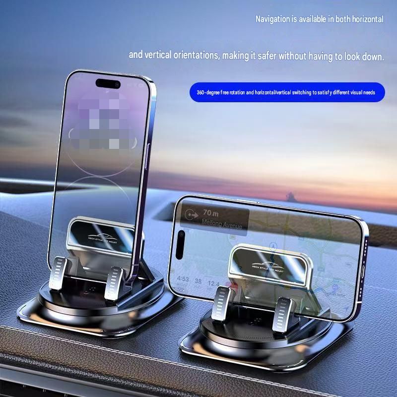 1-pack Black Dashboard Car Phone Holder Mount - 360 Degree Rotatable, Non-Slip Gel Base, One-Hand Operation, Universal Smartphone Support for Navigation and Daily Driving