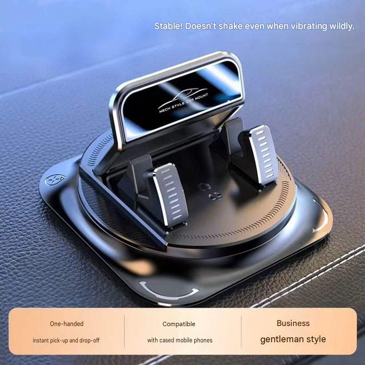 1-pack Black Dashboard Car Phone Holder Mount - 360 Degree Rotatable, Non-Slip Gel Base, One-Hand Operation, Universal Smartphone Support for Navigation and Daily Driving