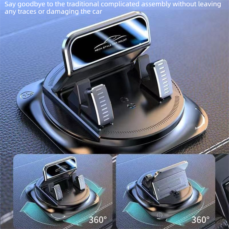 2-pack Black Dashboard Car Phone Holder Mount - 360 Degree Rotatable, Non-Slip Gel Base, One-Hand Operation, Universal Smartphone Support for Navigation and Daily Driving