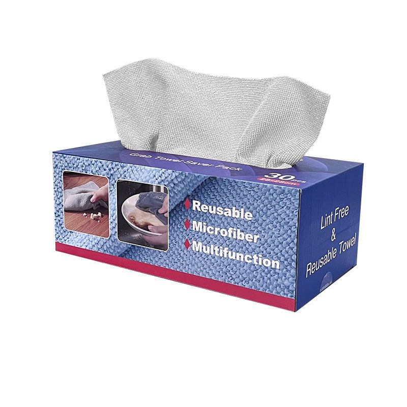 Pull-Out Microfiber Cleaning Cloths, 30 Pack 28 x 28 cm Disposable or Reusable Kitchen Towels, Grey
