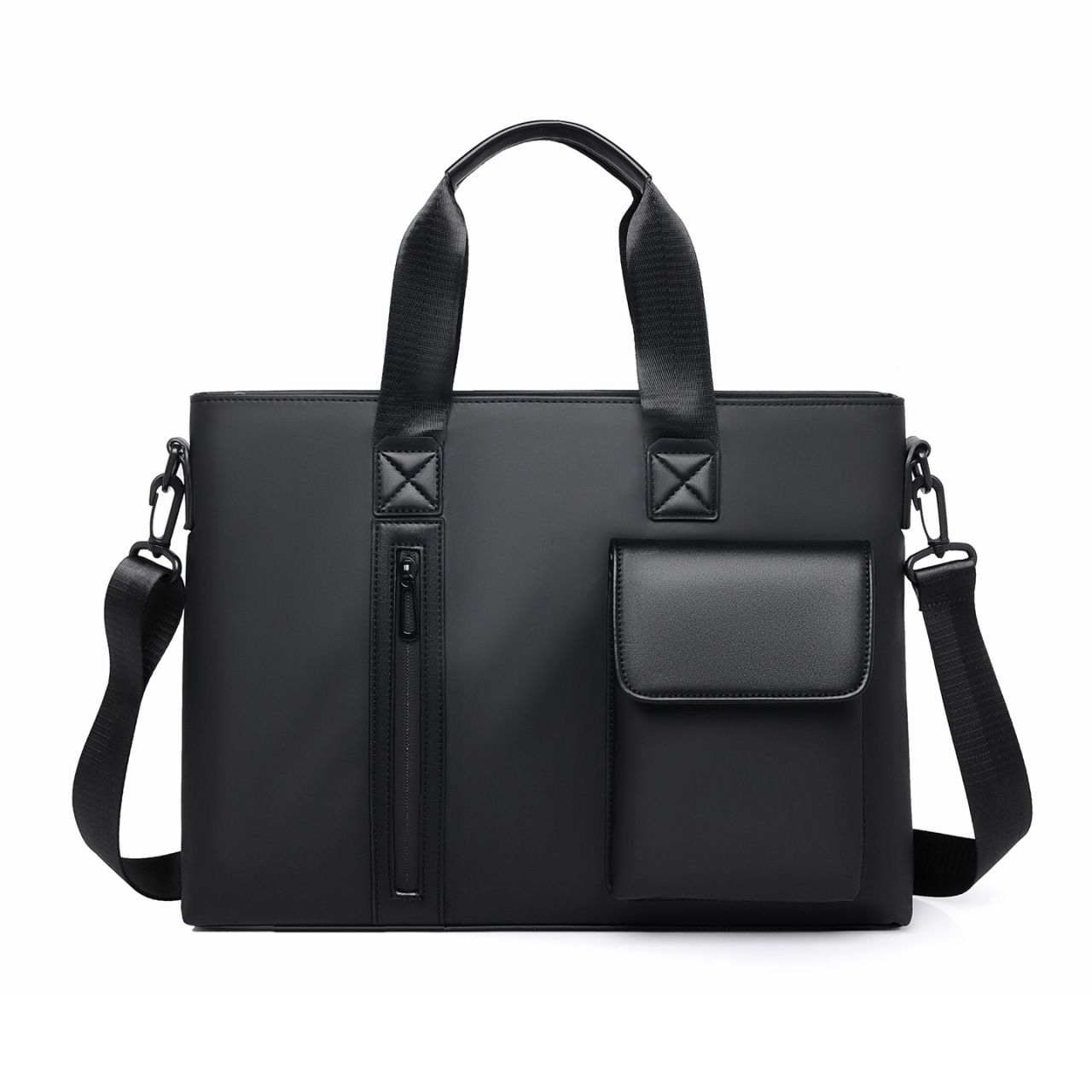 Black Men's Laptop Bag - Large Capacity Multi-Compartment Shoulder and Hand Carry Computer Bag for Office, University, Commuting and Business Travel