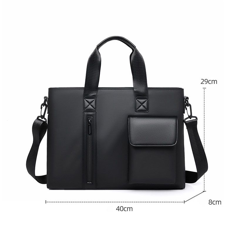 Black Men's Laptop Bag - Large Capacity Multi-Compartment Shoulder and Hand Carry Computer Bag for Office, University, Commuting and Business Travel