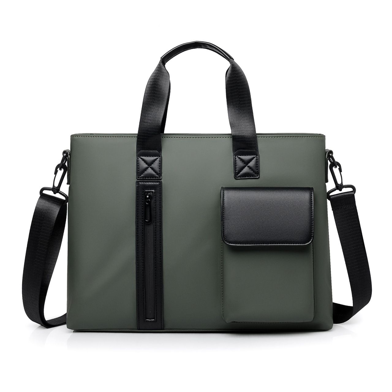 Black Men's Laptop Bag - Large Capacity Multi-Compartment Shoulder and Hand Carry Computer Bag for Office, University, Commuting and Business Travel