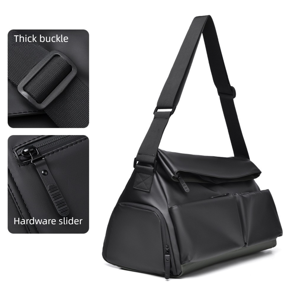 Black Expandable Travel Shoulder Bag - Large Capacity Gym and Duffel Bag with Wet and Dry Separation for Weekend Trips, Sports, Commuting and Short Travel