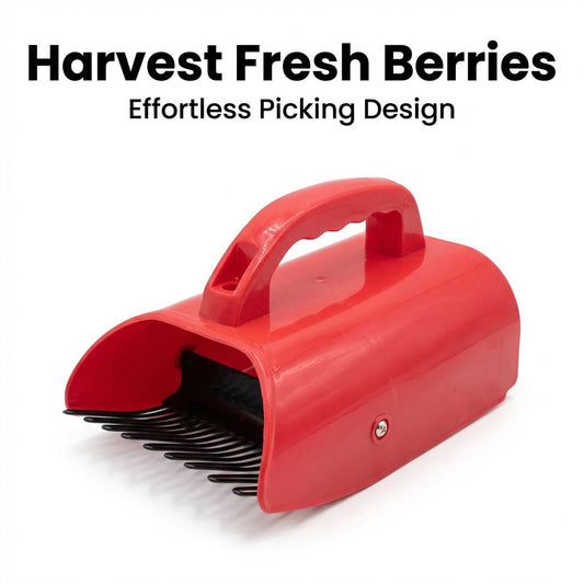 Blueberry Picker Tool with Handle, Berry Harvesting Scoop for Blueberries and Raspberries, Handheld Fruit Picking Basket Garden Tool for Easy Berry Collection