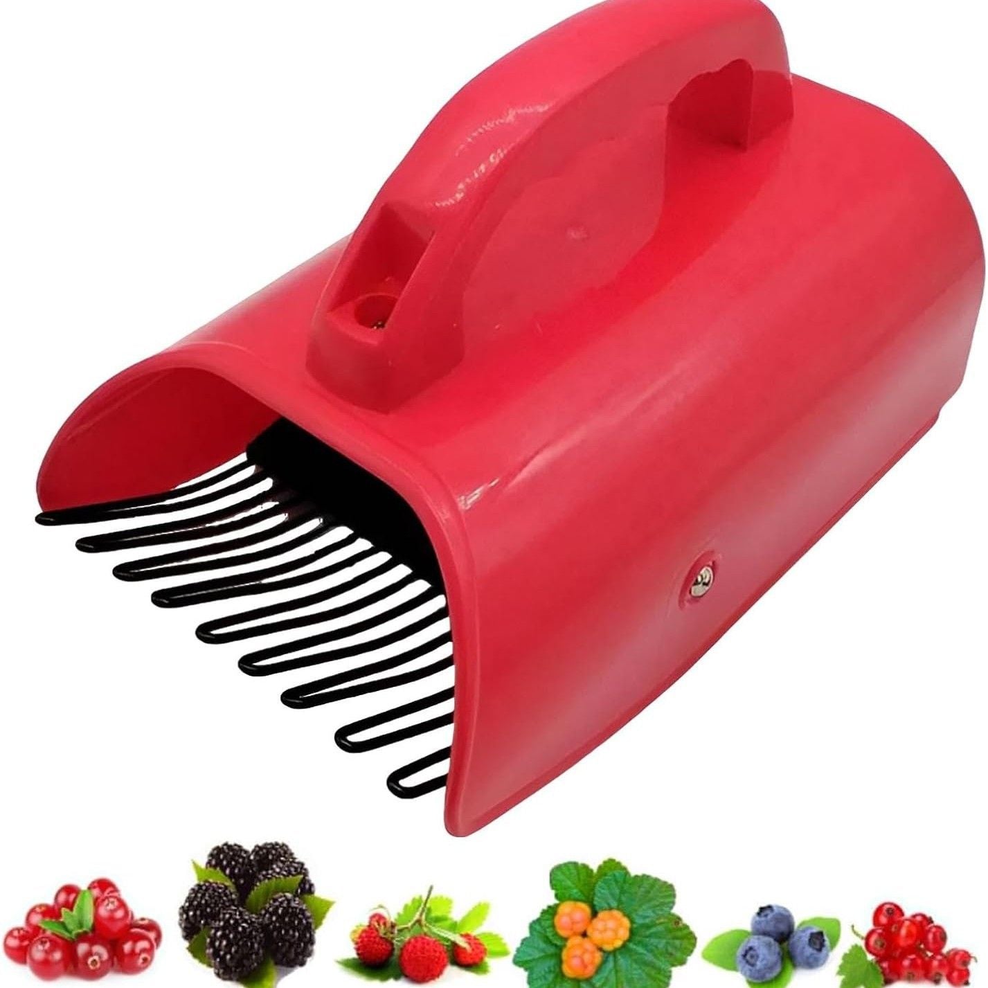 Blueberry Picker Tool with Handle, Berry Harvesting Scoop for Blueberries and Raspberries, Handheld Fruit Picking Basket Garden Tool for Easy Berry Collection