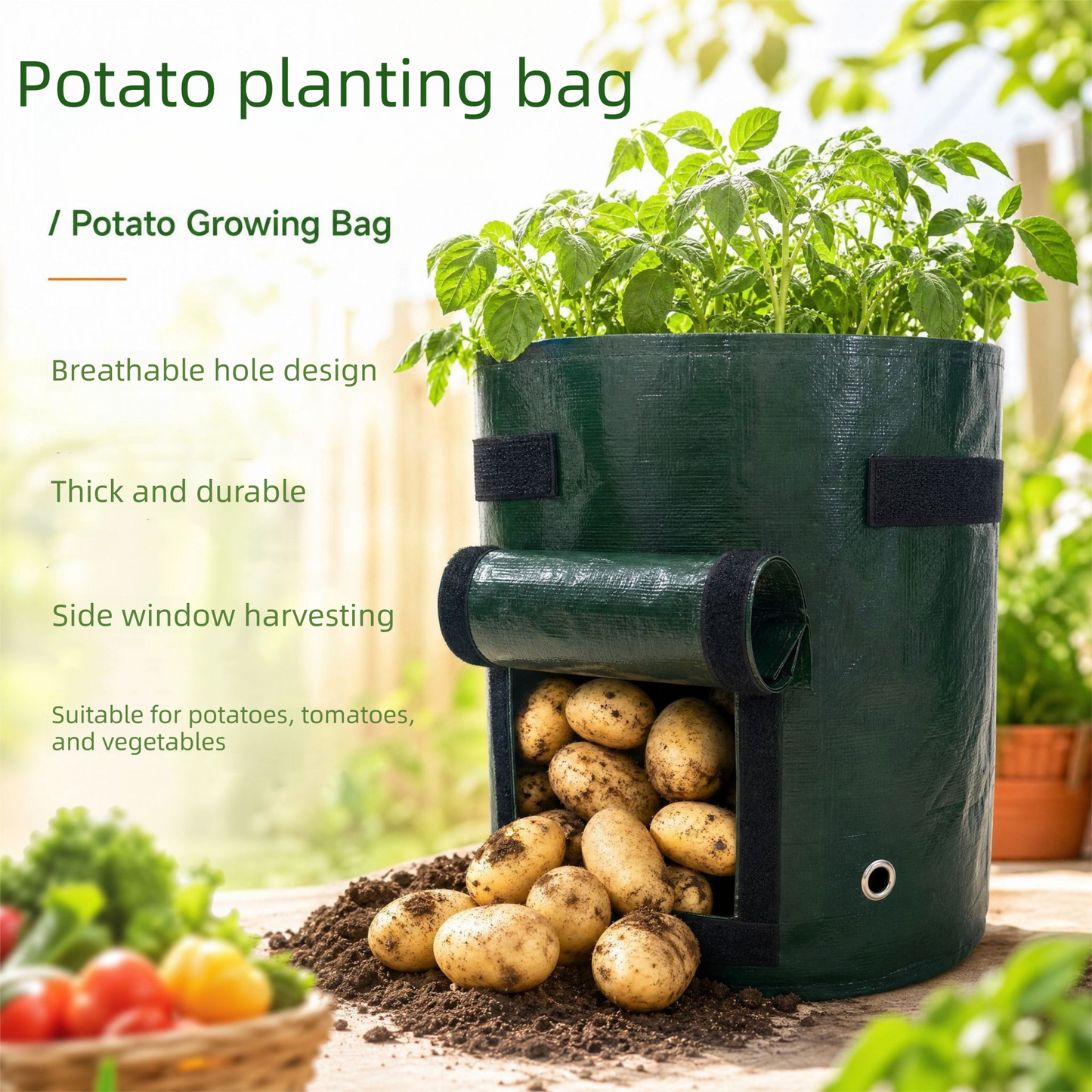 Potato Grow Bags 2 Pack 30x35cm Vegetable Planting Bags PE Garden Planter Bags for Potatoes Tomatoes Fruits and Vegetables