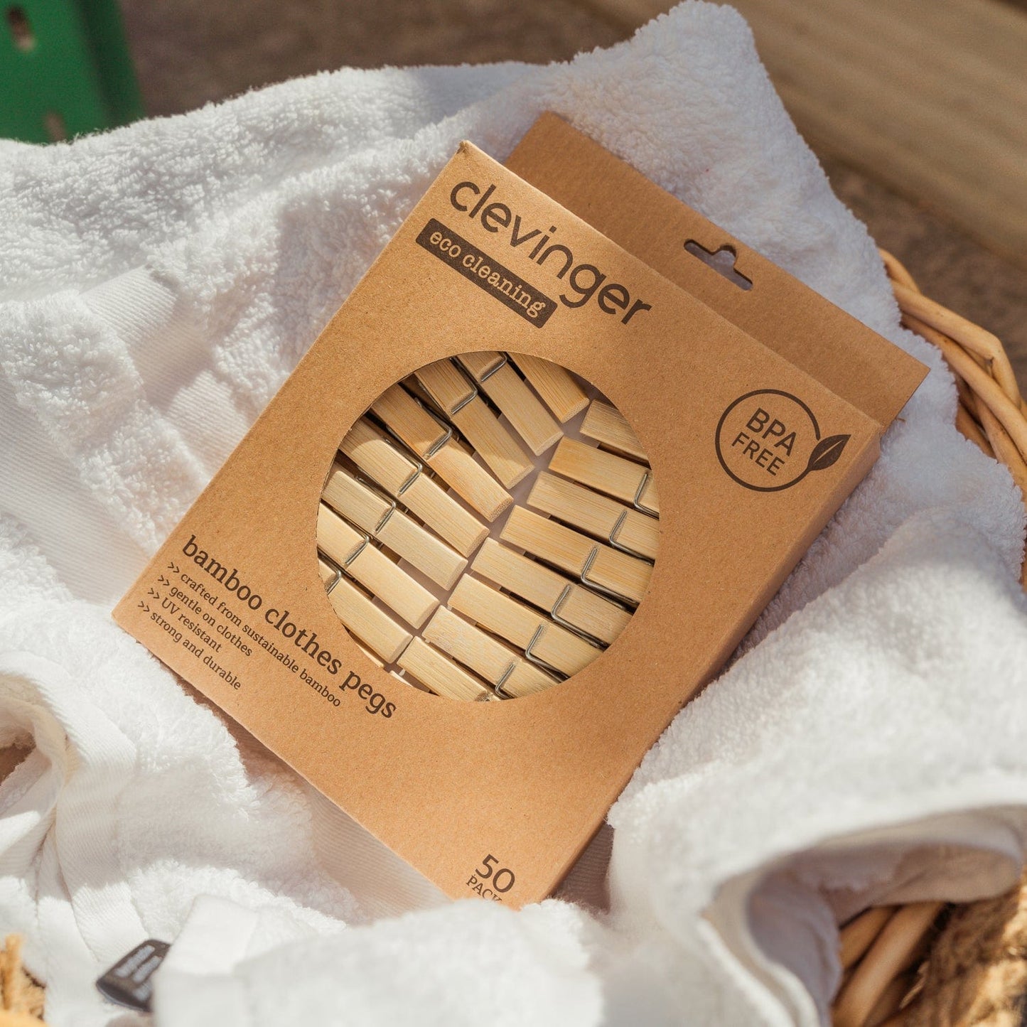 100 Pcs Eco Bamboo Clothes Pegs