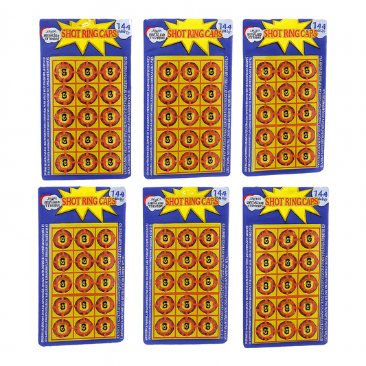 6 Cards of 8-Shot Ring Caps – 144 Shots Each, Total 684 Shots – Toy Gun Cap Refills