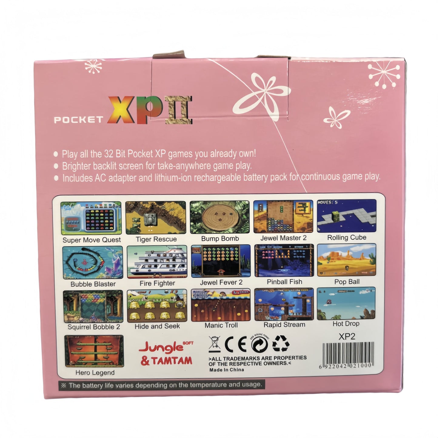 Pocket XP 2 Handheld Game Console – Built-in Classic Games, Game Boy Style, Portable Retro Gaming - Pink