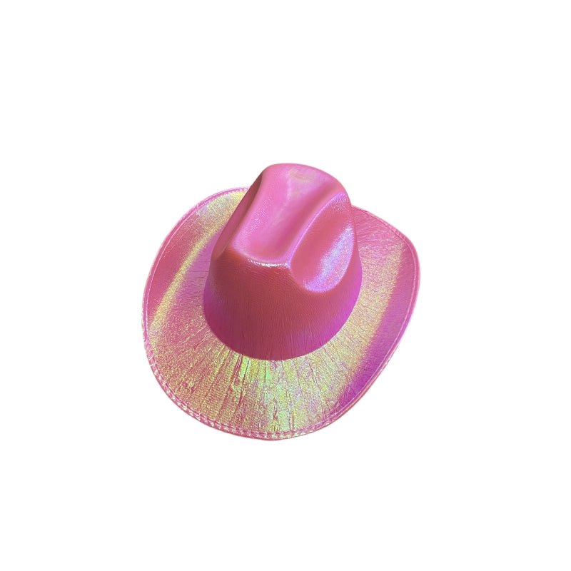Holographic Cowboy Party Hat (Adult Size) - Pink