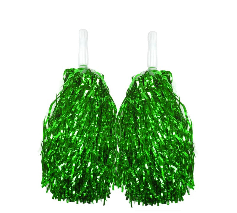 4 Sets/8pcs Metallic Team Girls' Cheerleading Dance Party Dress Pom Poms Pompoms - Green