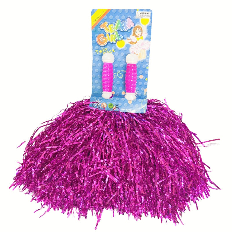 4 Sets/8pcs Metallic Team Girls' Cheerleading Dance Party Dress Pom Poms Pompoms - Silver