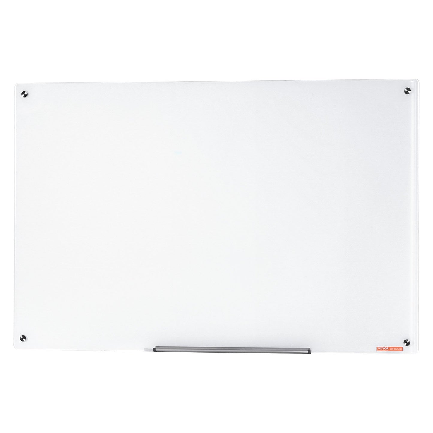 Magnetic Glass Whiteboard, Dry Erase Board 48"x32", Wall-Mounted Large White Glassboard Frameless, with Marker Tray, an Eraser and 2 Markers, White