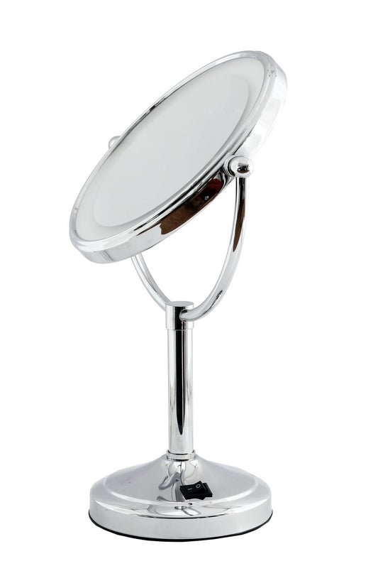 5X & 1X LED Tabletop Magnifying Mirror - Chrome