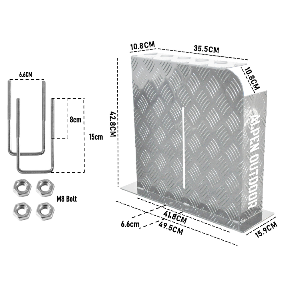 Alpen Outdoor Silver Fuel Tank Cover Right SideBase Mount 2mm Thickness Aluminium Diesel Heater Fuel Tank Cover Right for 10L 15L Silver
