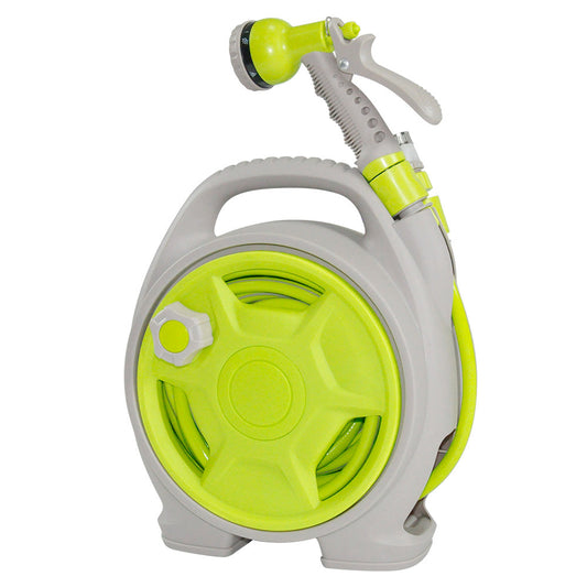 Mini Portable Garden Pipe Hose Cart 15m Reel Storage Set Garden Hose Storage Rack 29x15x32cm With High Pressure Water Gun for Cleaning Car Washing