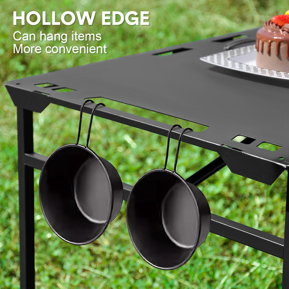 Pneumatic Folding Table Quick Open Sturdy Outdoor Tactical Camping Table Portable Multifunctional Picnic Table with Side Tactical Holes 104x48x50cm