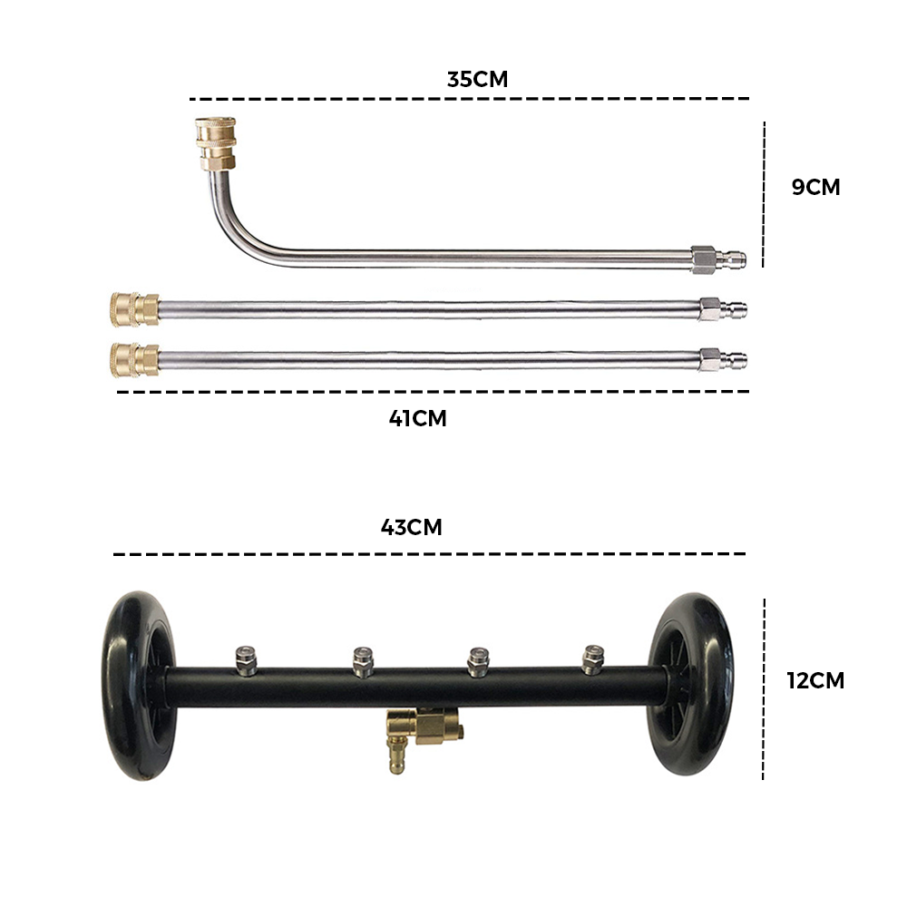 Alston Pressure Water Spray Car Undercarriage Cleaner Washer Max 4000PSI Chassis Washer Surface Cleaner 1/4 Quick Connector with Wands for Car Ground Cleaning